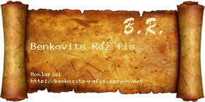 Benkovits Ráfis névjegykártya